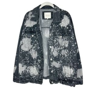 Altard State Jacket Womens Black Gray Oversized Acid Wash Jean Jacket Sz S